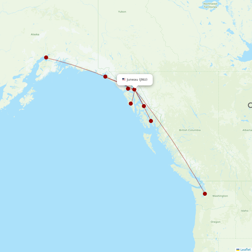 Alaska Airlines at JNU route map