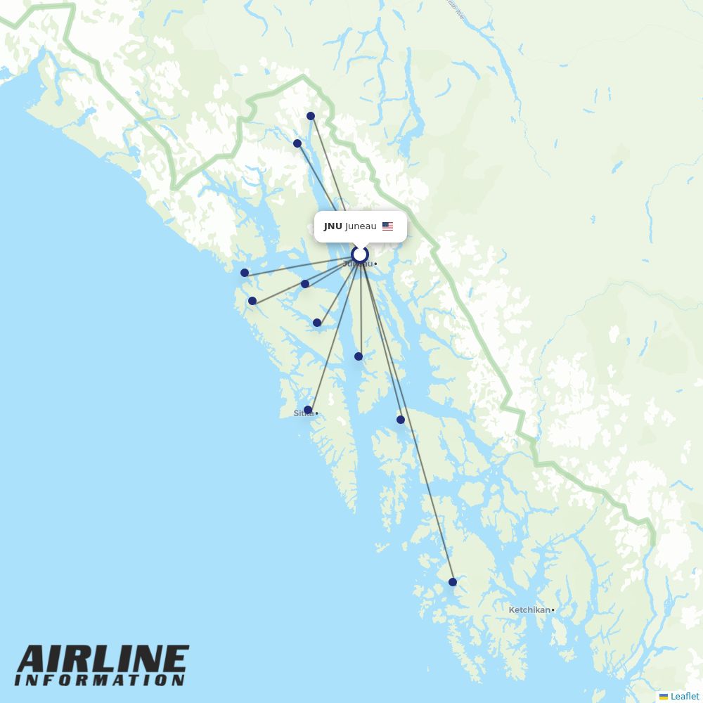Alaska Seaplanes routes from JNU