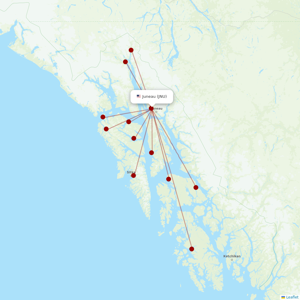 Alaska Seaplanes at JNU route map