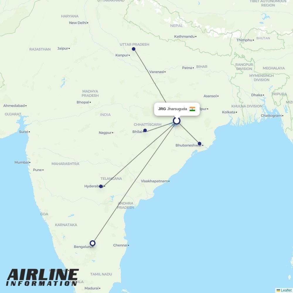Star Air routes from JRG