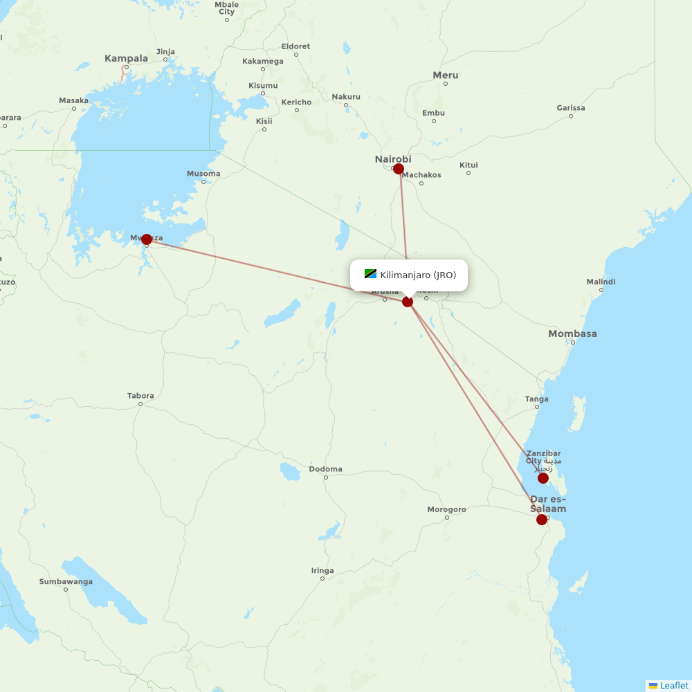 Precision Air at JRO route map