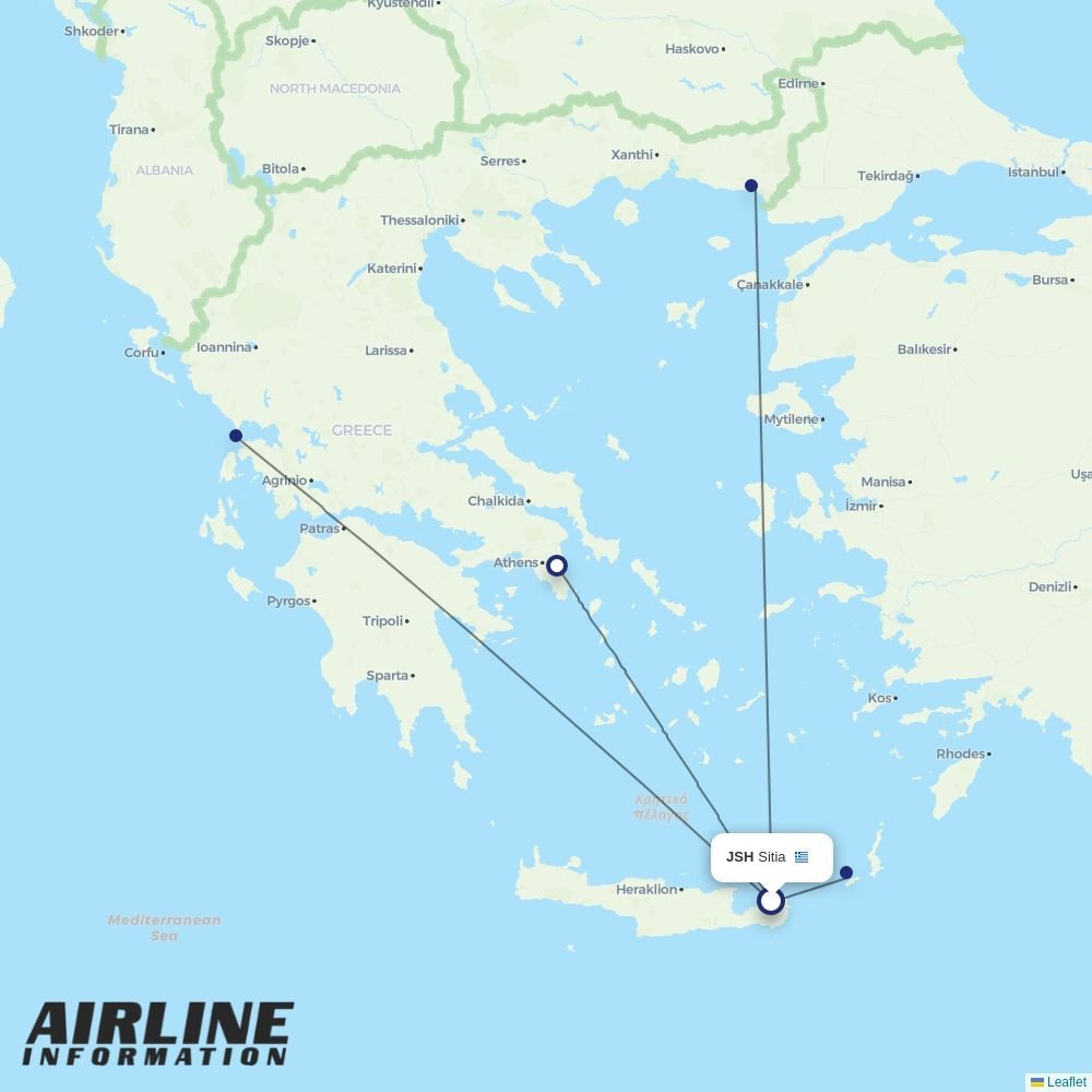 Olympic Air routes from JSH