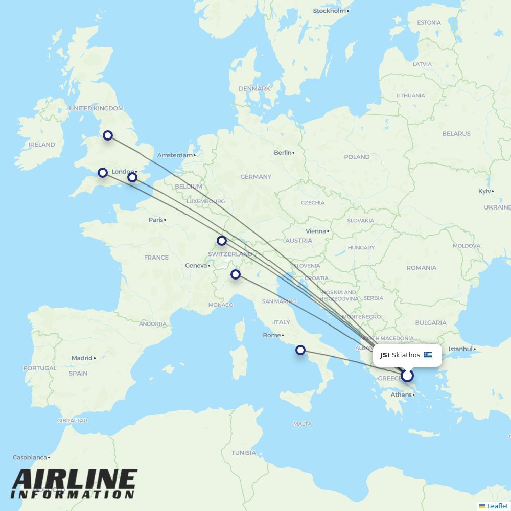 easyJet routes from JSI
