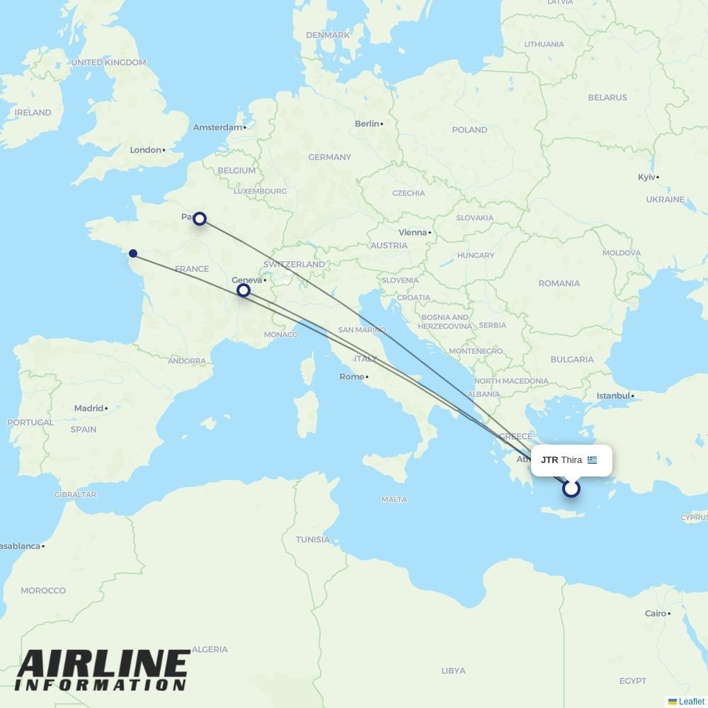 Transavia France routes from JTR