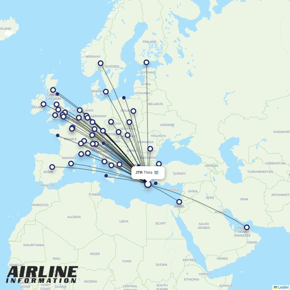 easyJet routes from JTR