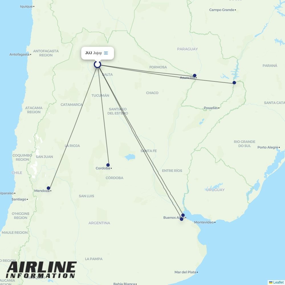 Felix Airways routes from JUJ