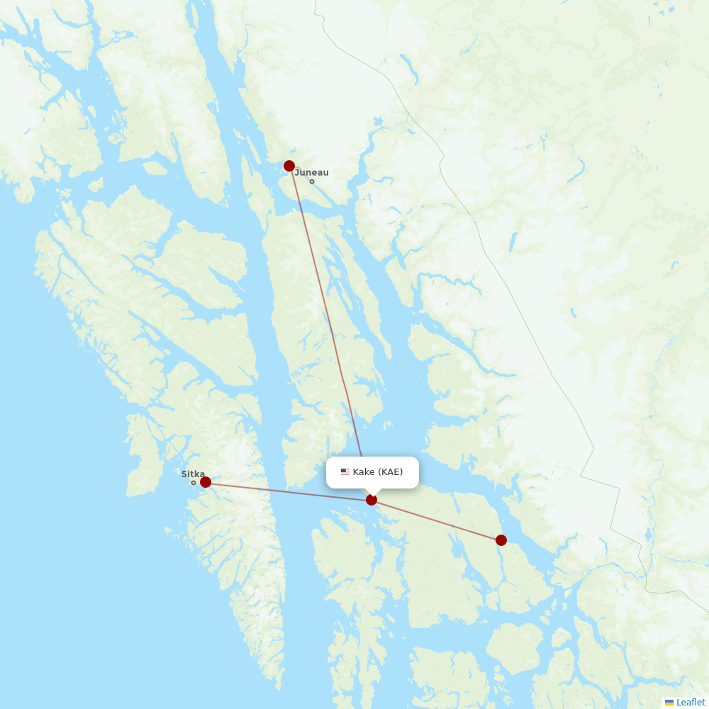 Alaska Seaplanes at KAE route map