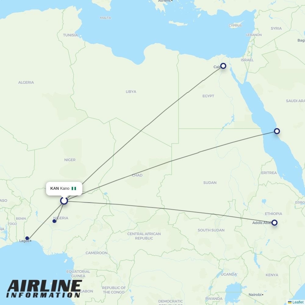Aero routes from KAN