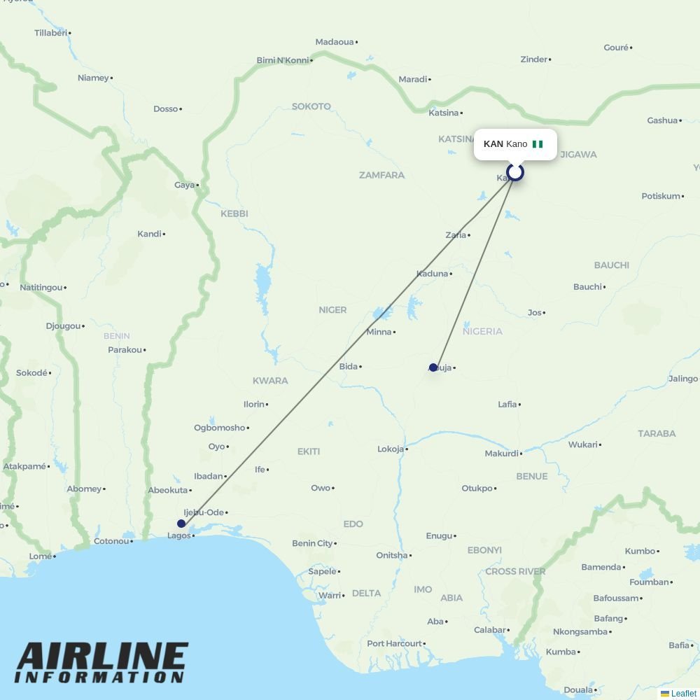 Air Peace routes from KAN