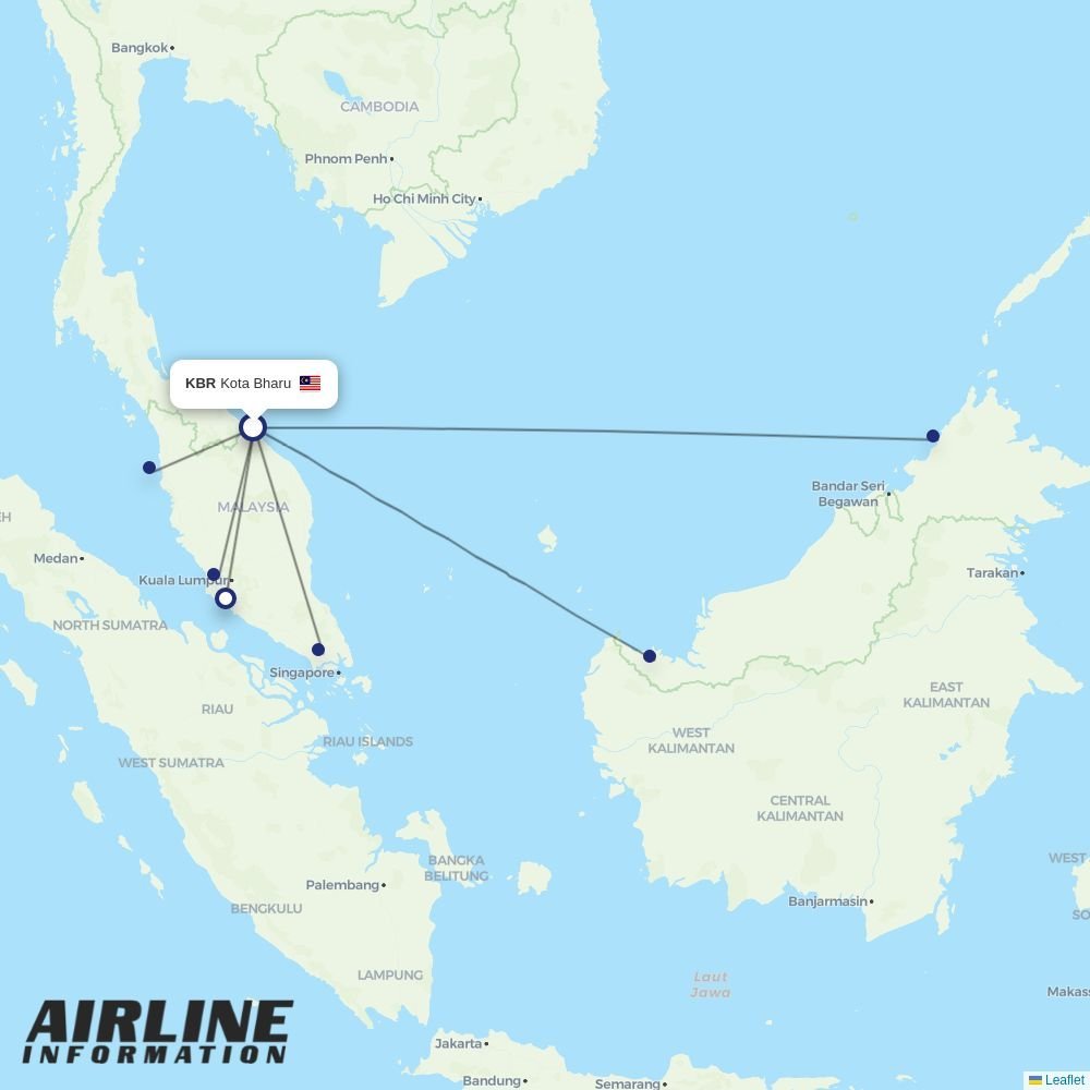 AirAsia routes from KBR