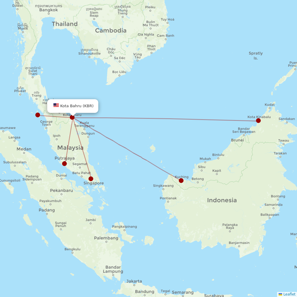 AirAsia at KBR route map