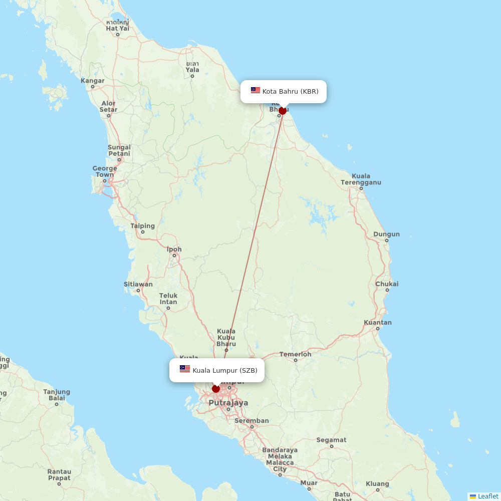 Batik Air Malaysia at KBR route map