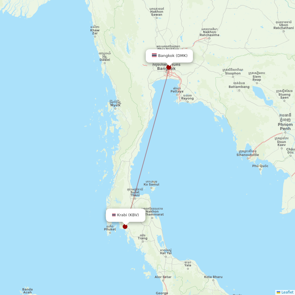 Thai Lion Air at KBV route map