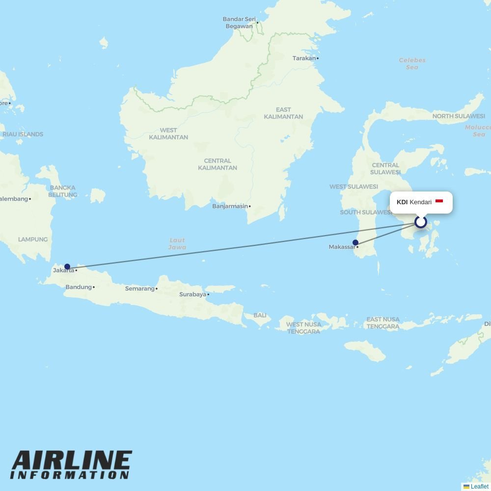 Batik Air routes from KDI