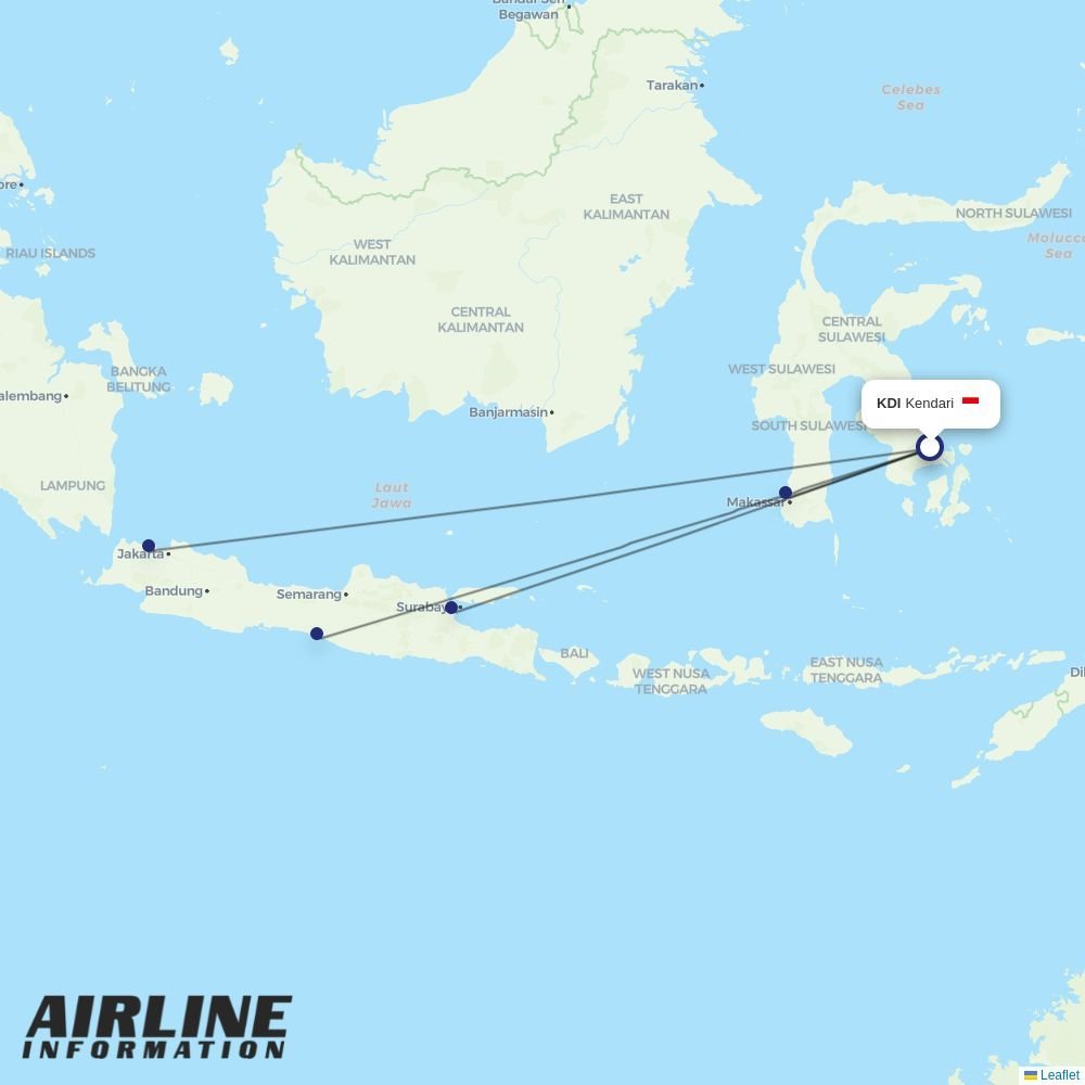 Lion Air routes from KDI