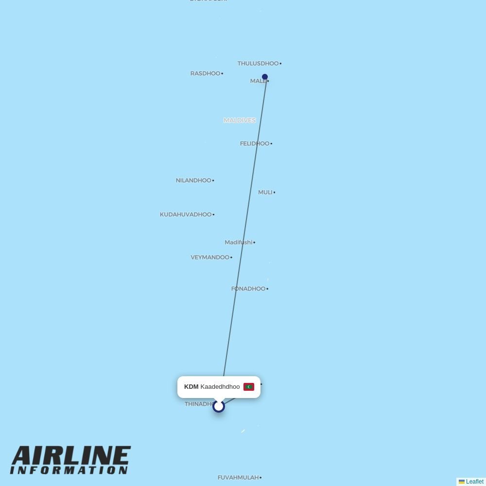 Maldivian routes from KDM