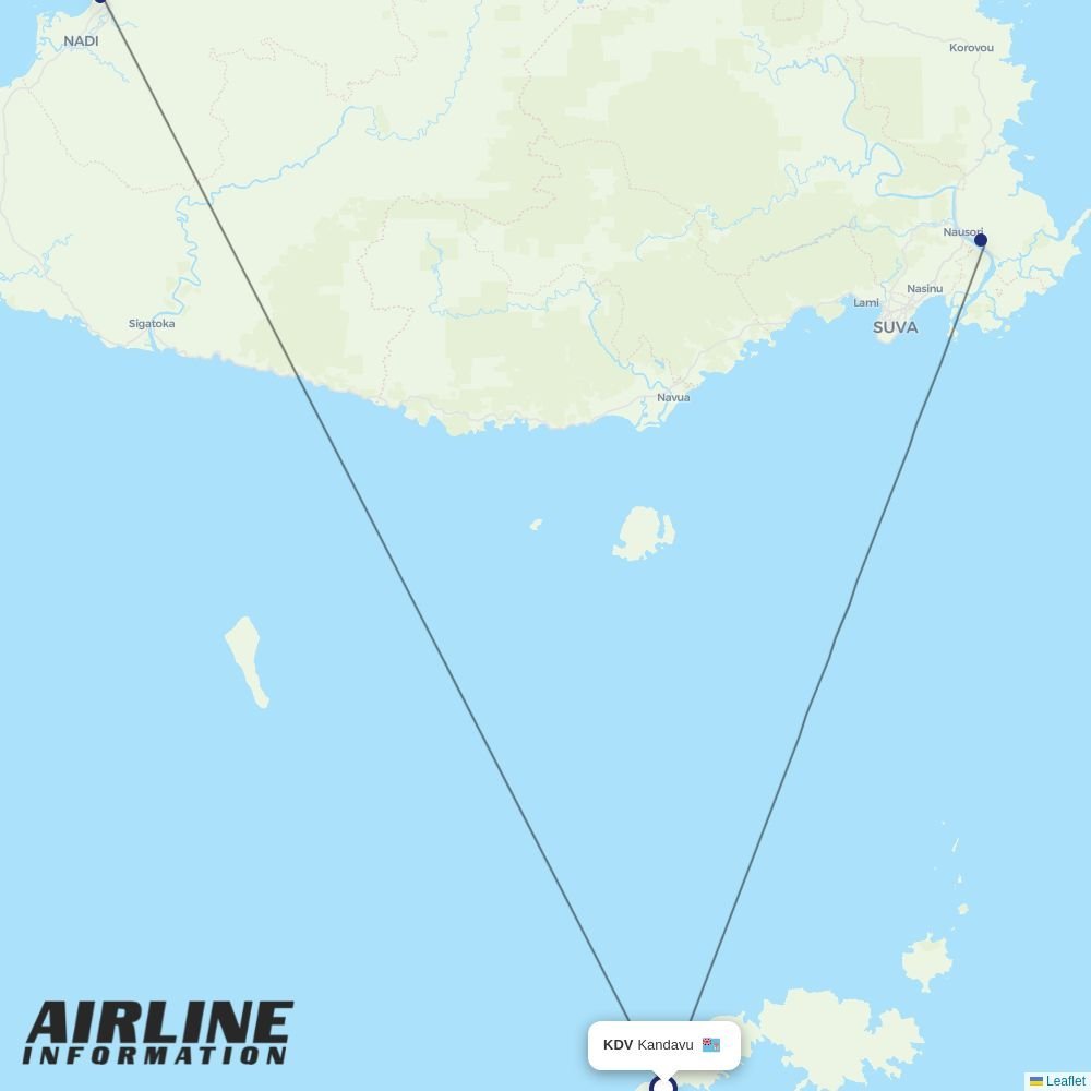 Fiji Airways routes from KDV