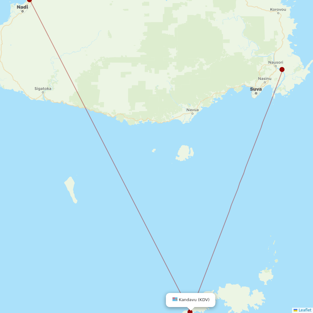 Fiji Airways at KDV route map