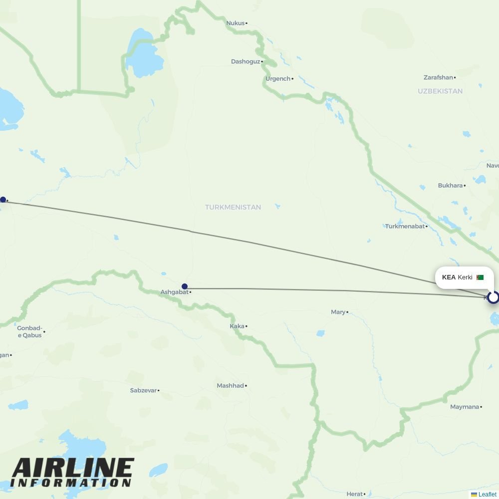 Turkmenistan Airlines routes from KEA