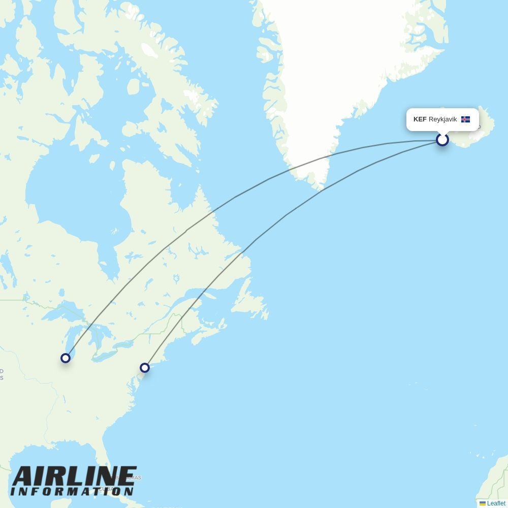 United routes from KEF