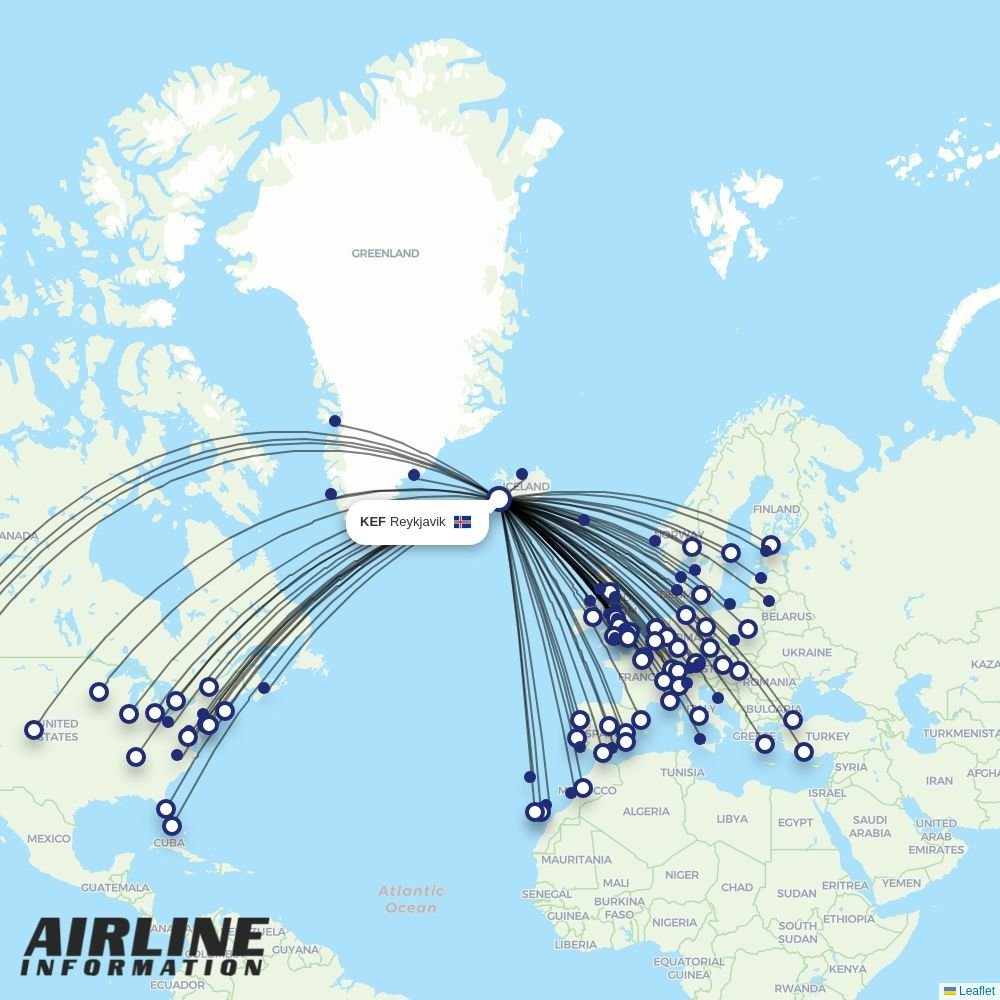 Edelweiss routes from KEF