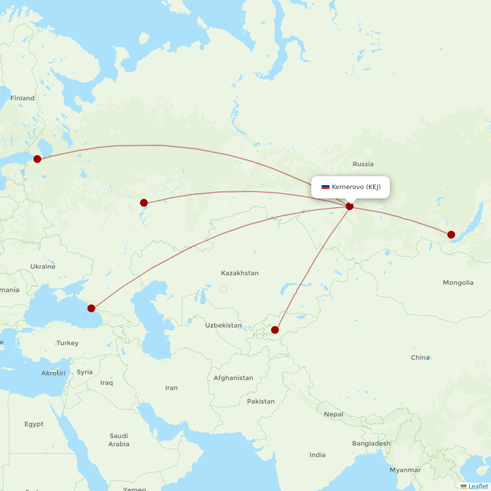 Nordwind Airlines at KEJ route map