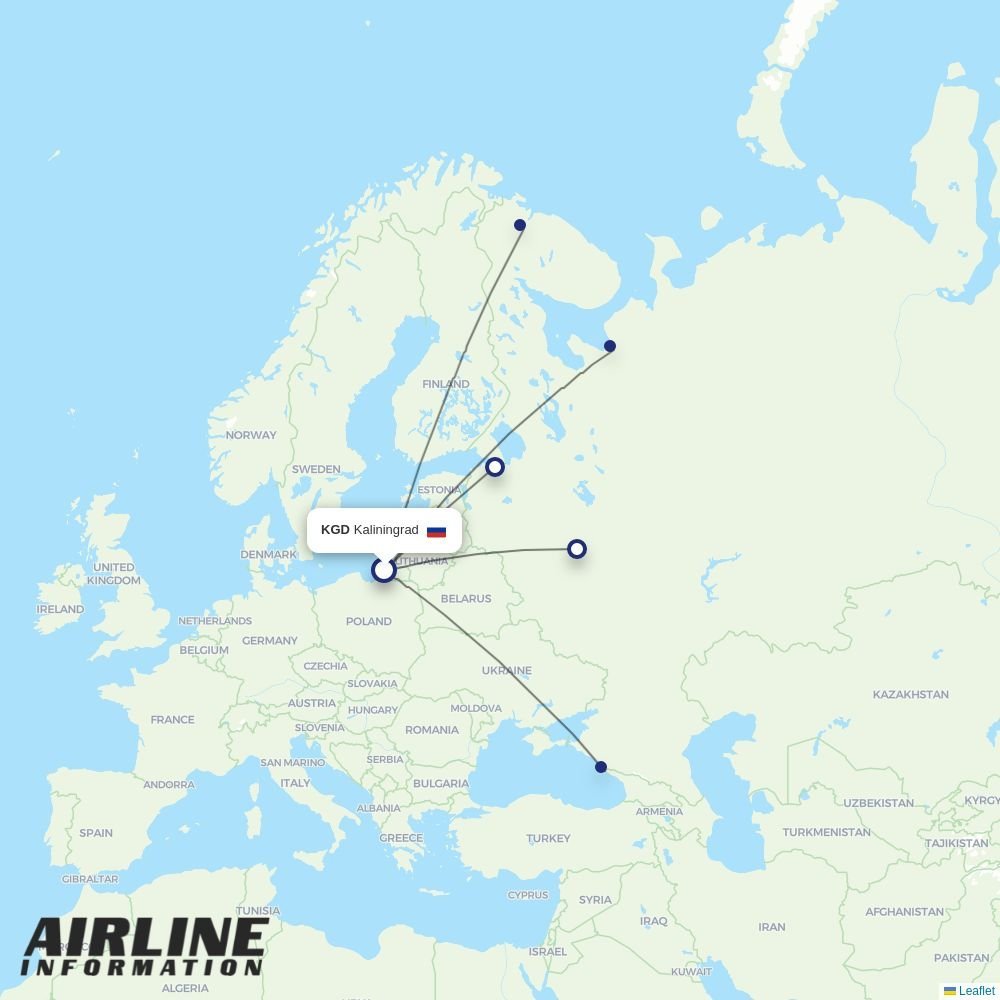 Smartavia routes from KGD