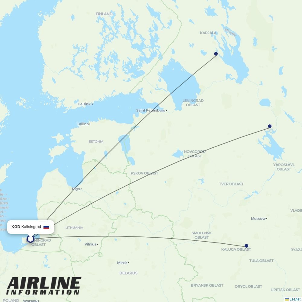 Severstal Avia routes from KGD