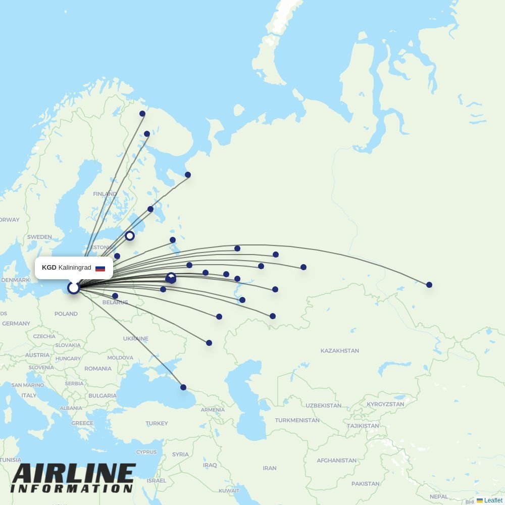 S7 Airlines routes from KGD