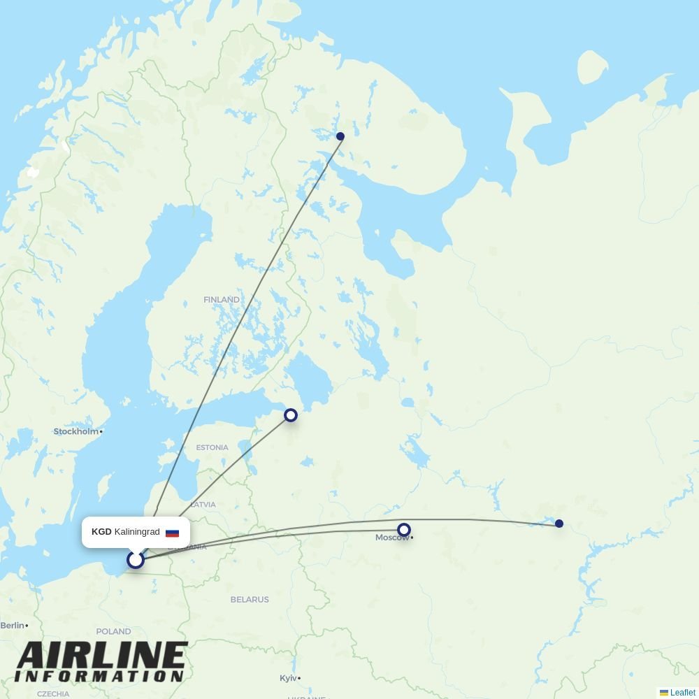 Aeroflot routes from KGD