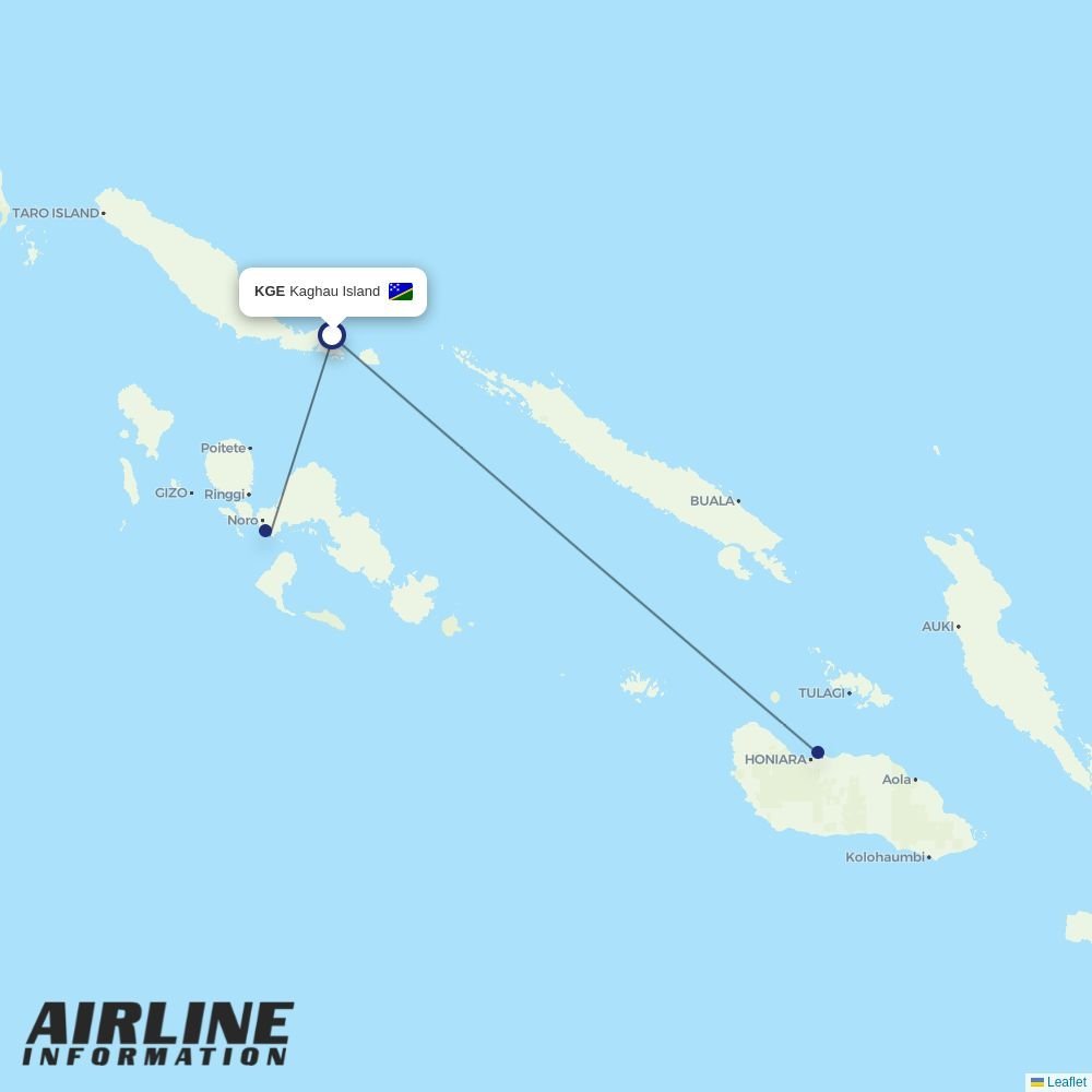 Solomon Airlines routes from KGE