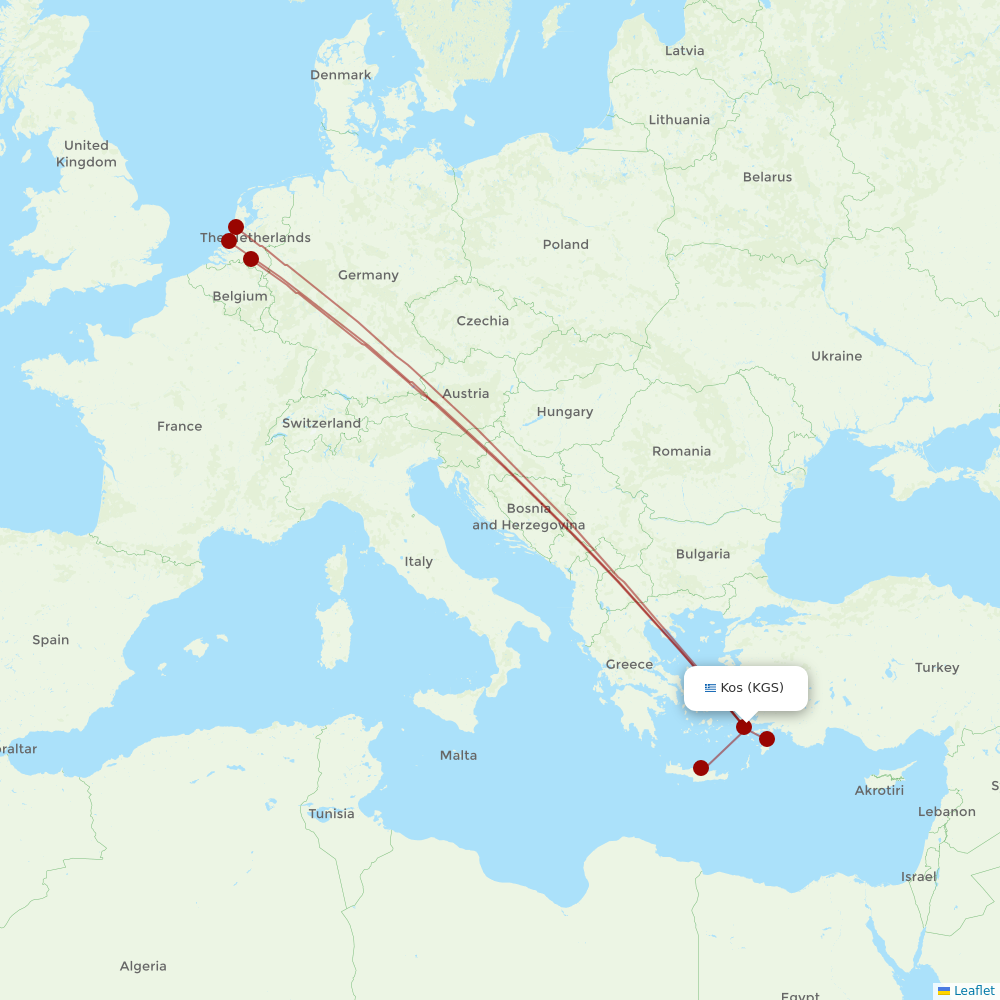 TUIfly Netherlands at KGS route map
