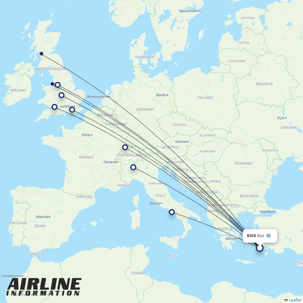 easyJet routes from KGS