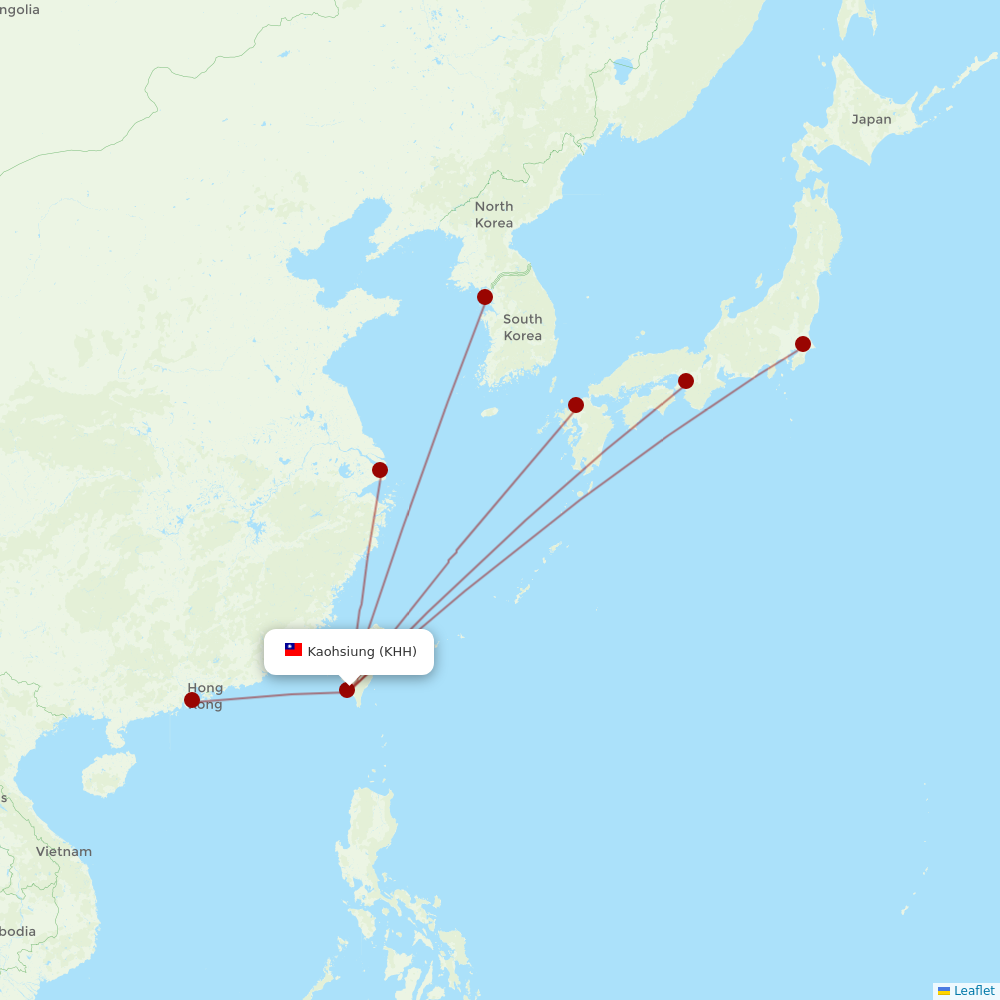 EVA Air at KHH route map