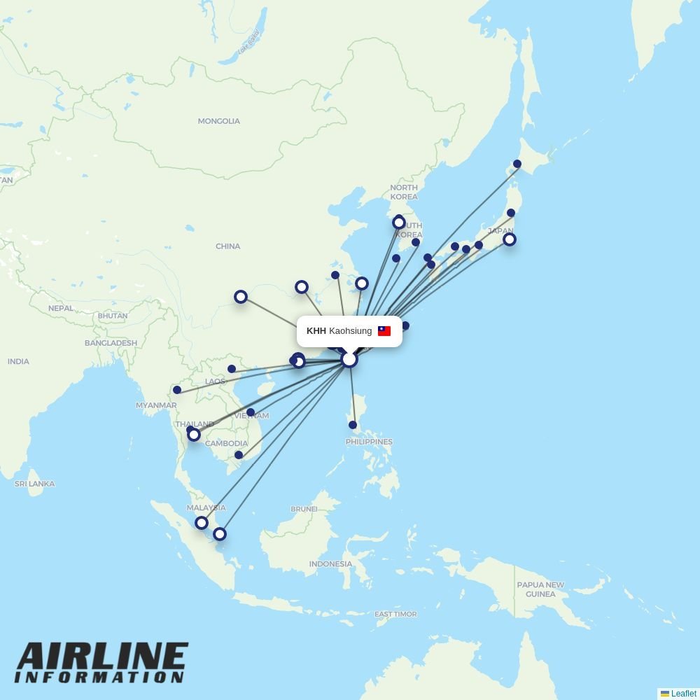China Airlines routes from KHH
