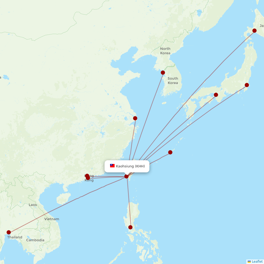 China Airlines at KHH route map