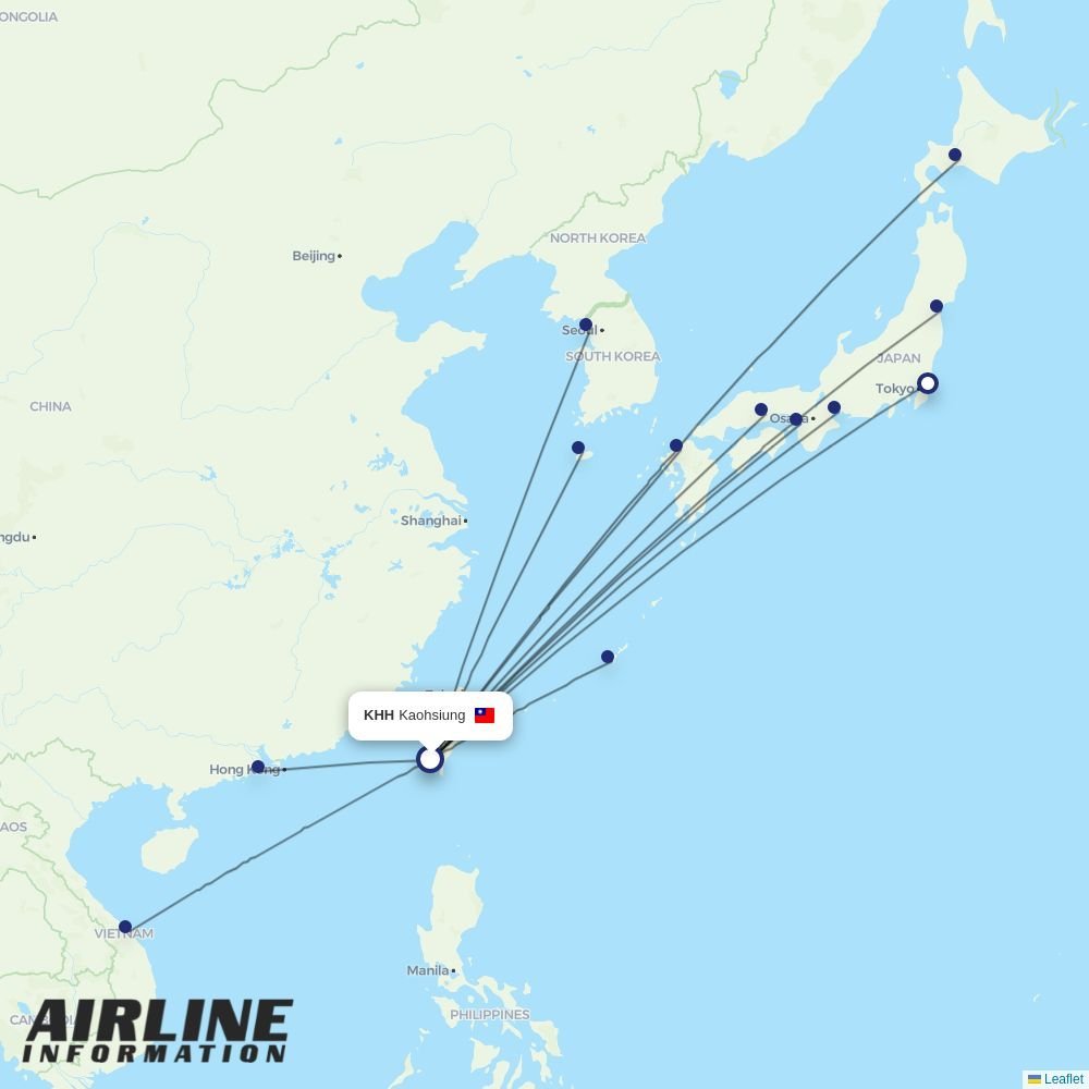 Tigerair Taiwan routes from KHH