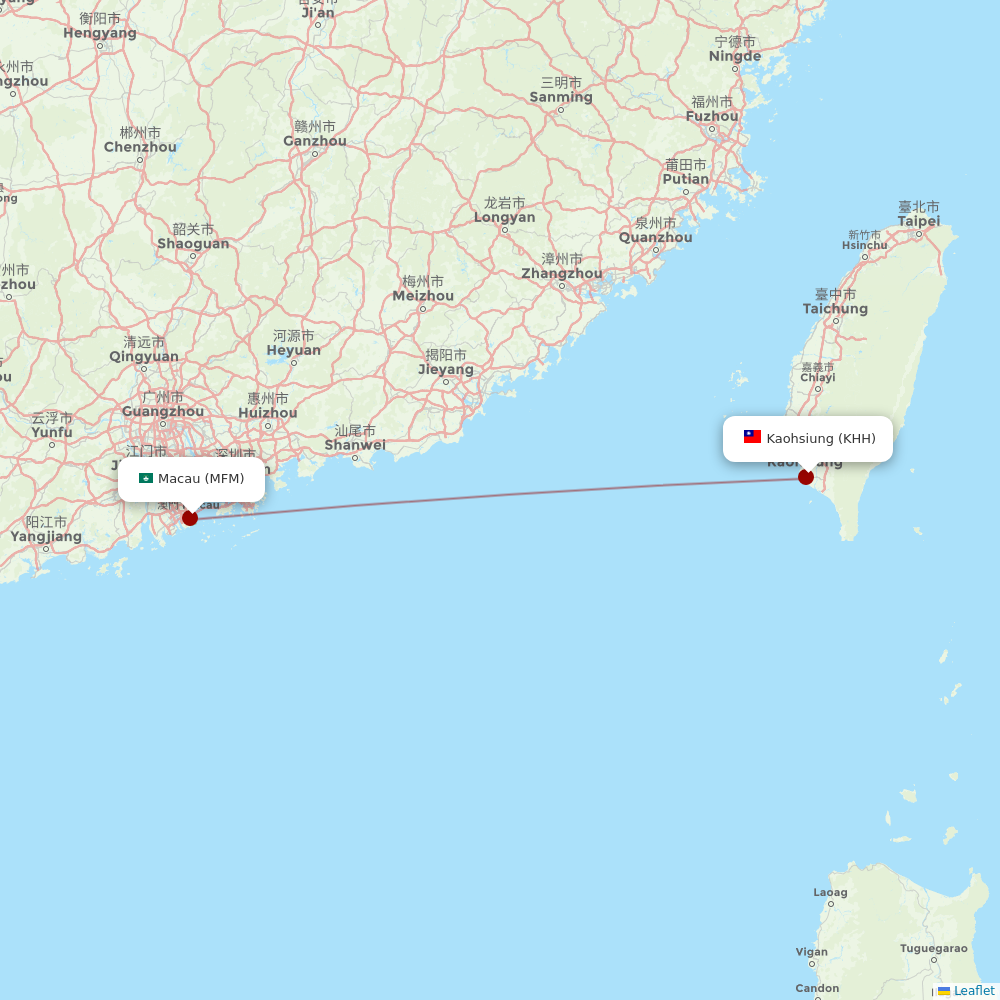 Air Macau at KHH route map