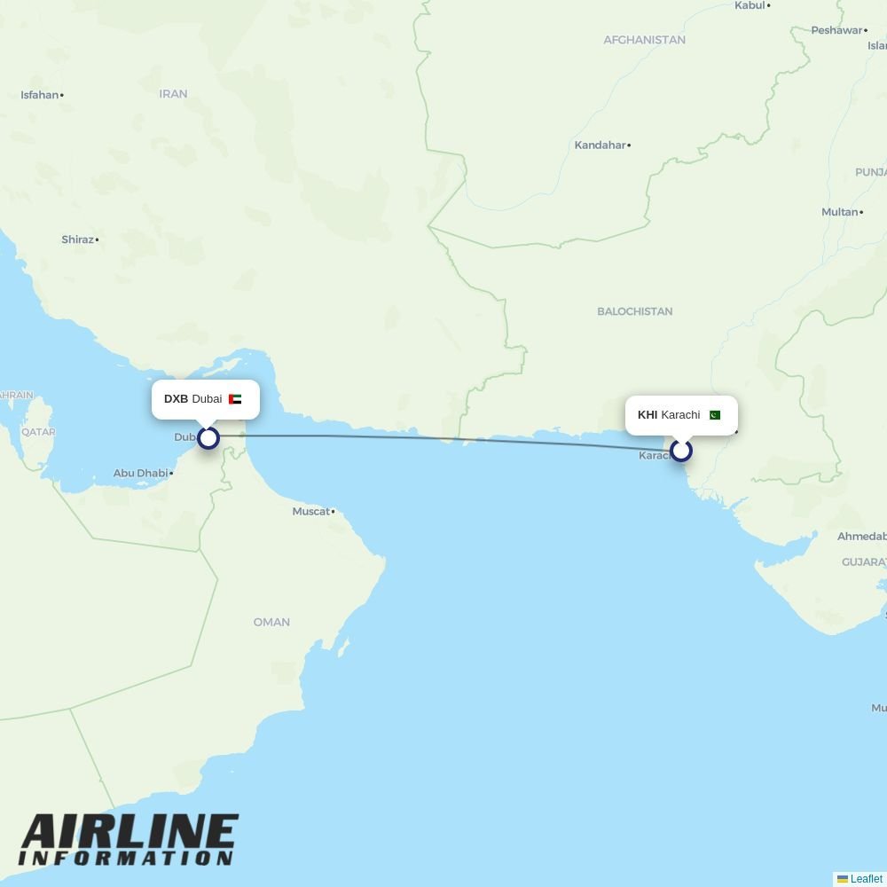 flydubai routes from KHI