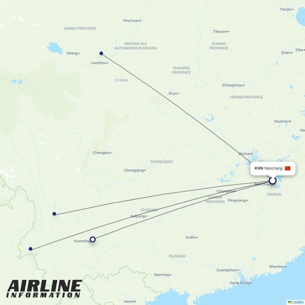 Air Travel routes from KHN