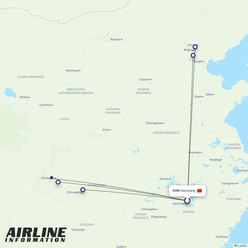 Air China routes from KHN