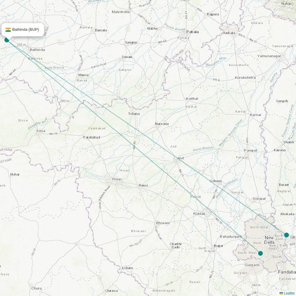 Capital Airlines routes from KHN