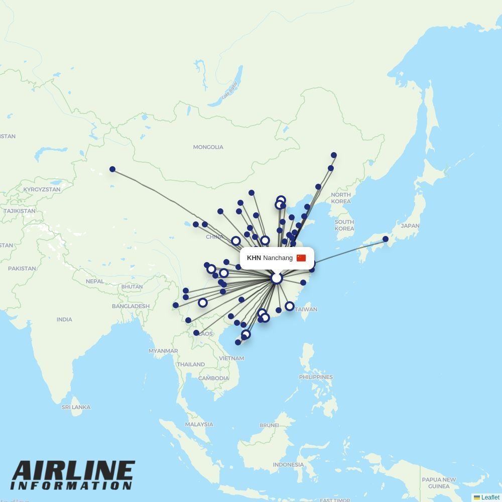 China Eastern routes from KHN