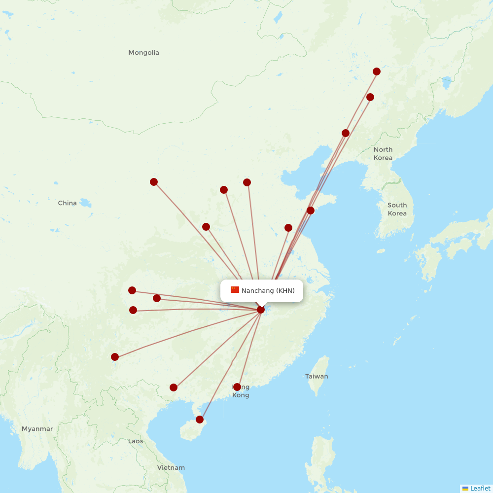 Shenzhen Airlines at KHN route map