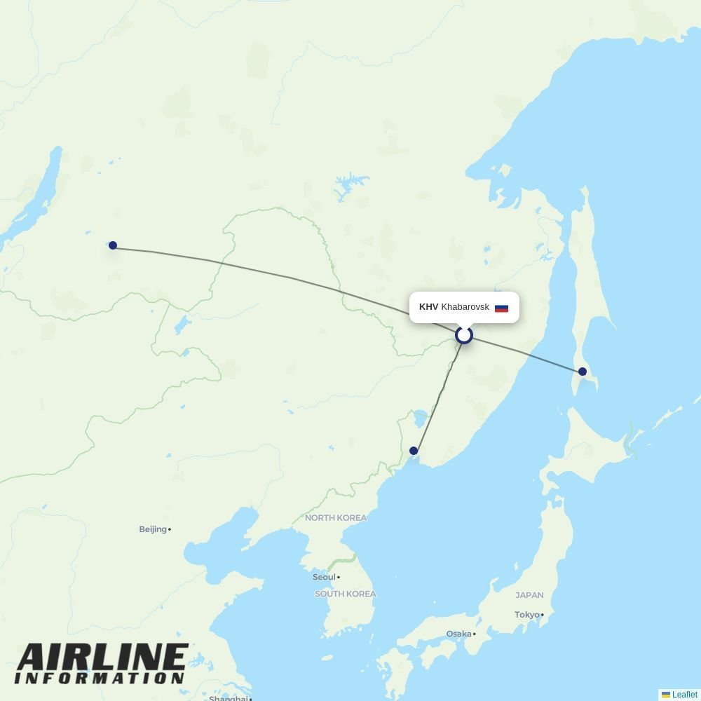 IrAero routes from KHV
