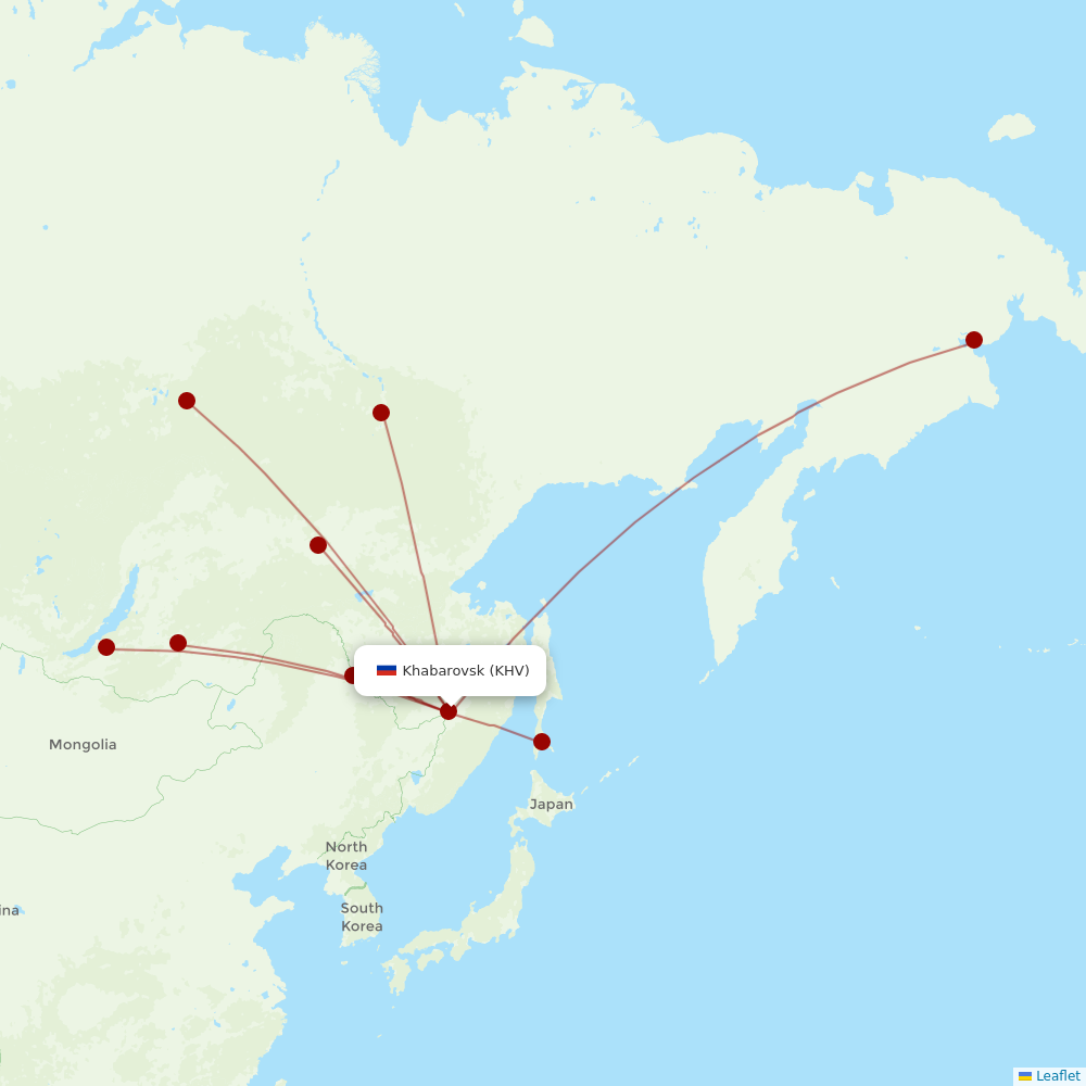 Yakutia at KHV route map