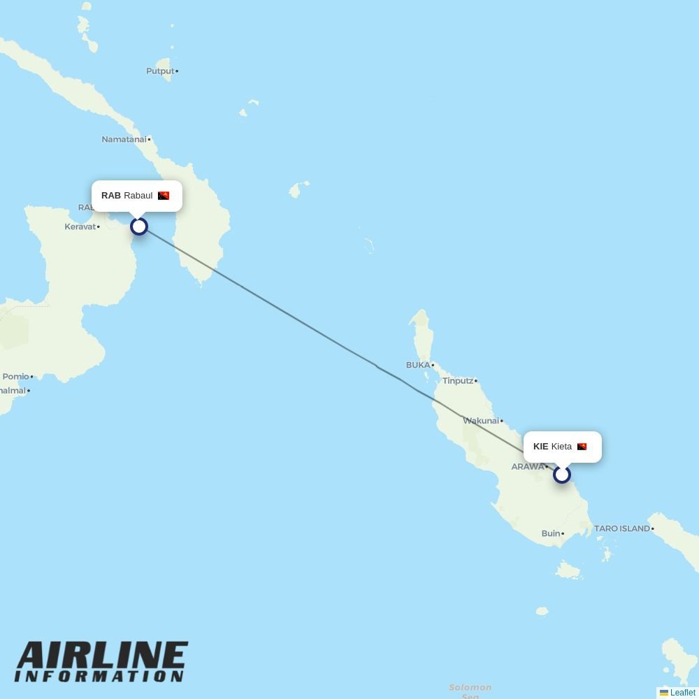 PNG Air routes from KIE
