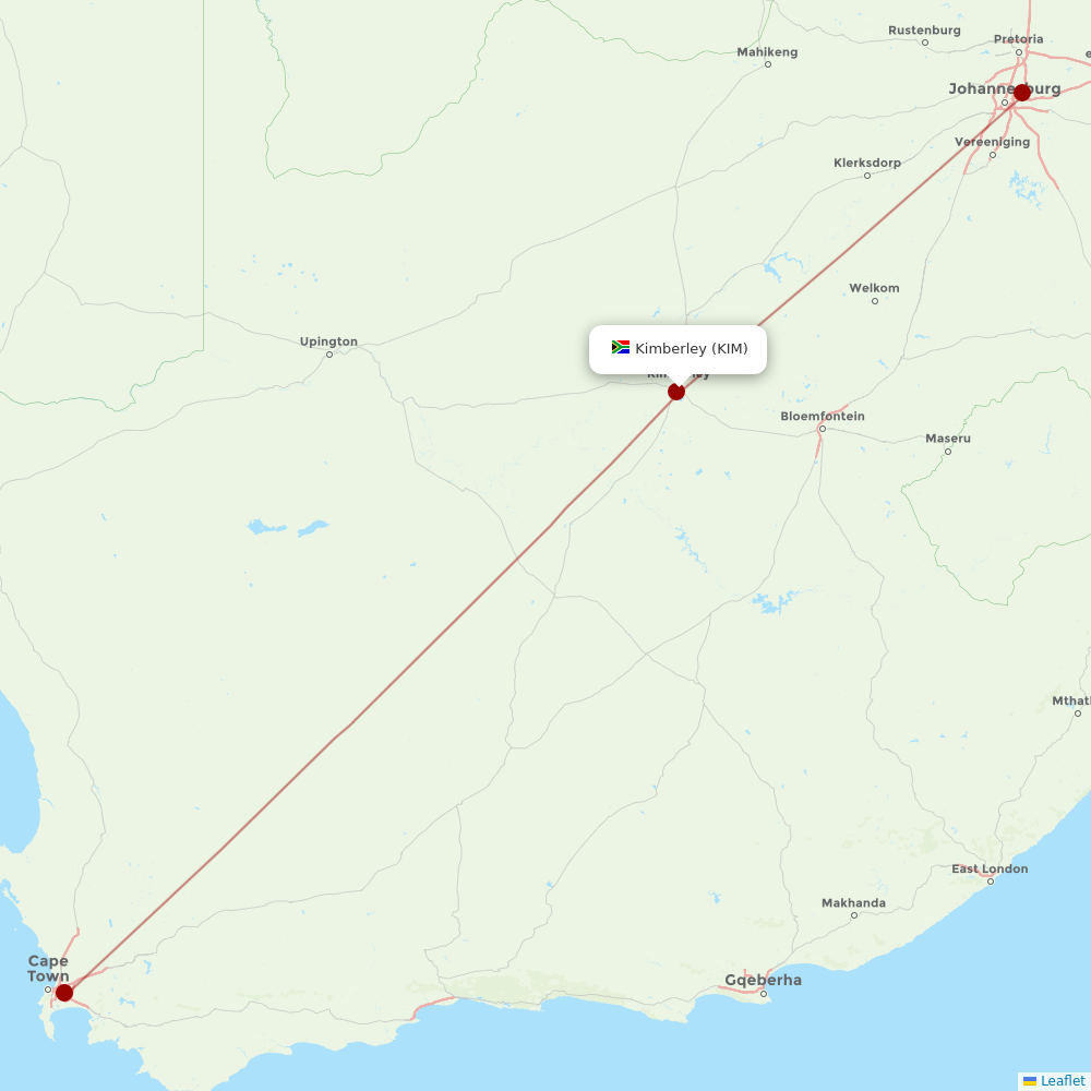 Airlink (South Africa) at KIM route map