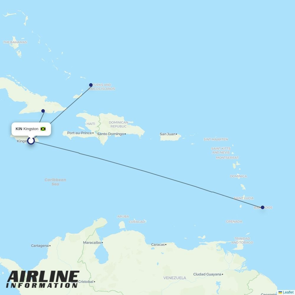 interCaribbean Airways routes from KIN