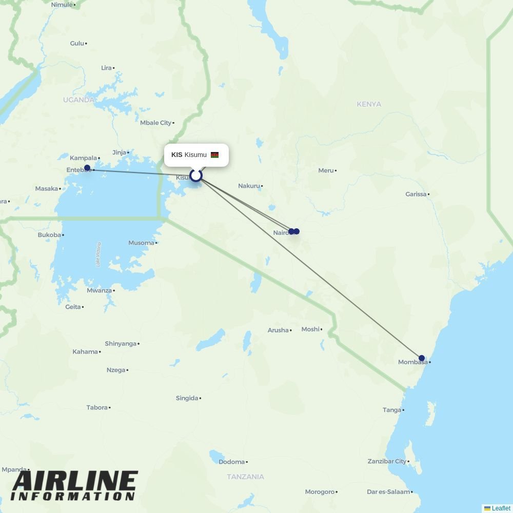 Safarilink routes from KIS